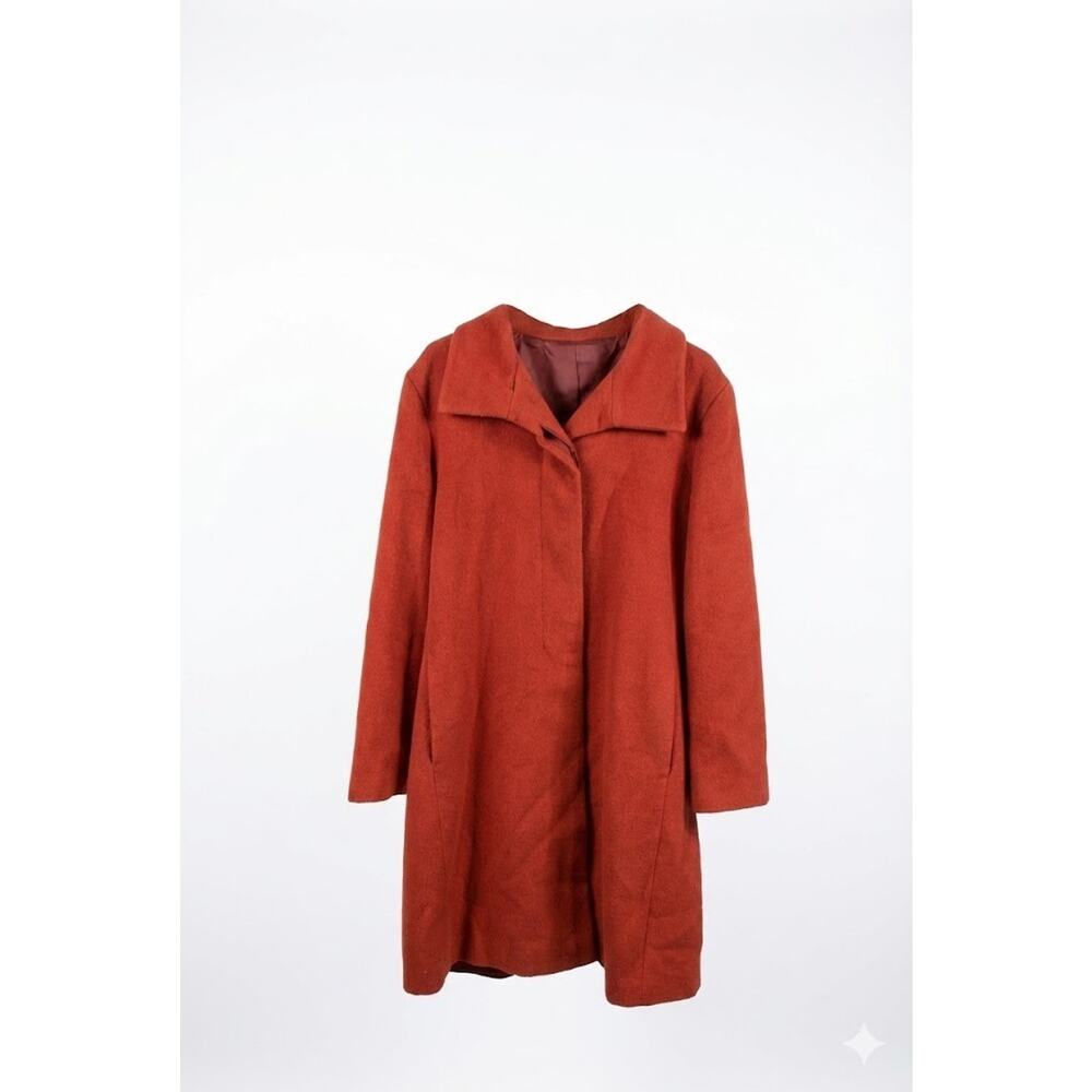 Company Ellen Tracy Wool Angora Blend Coat Burnt Orange Rust Long Jacket